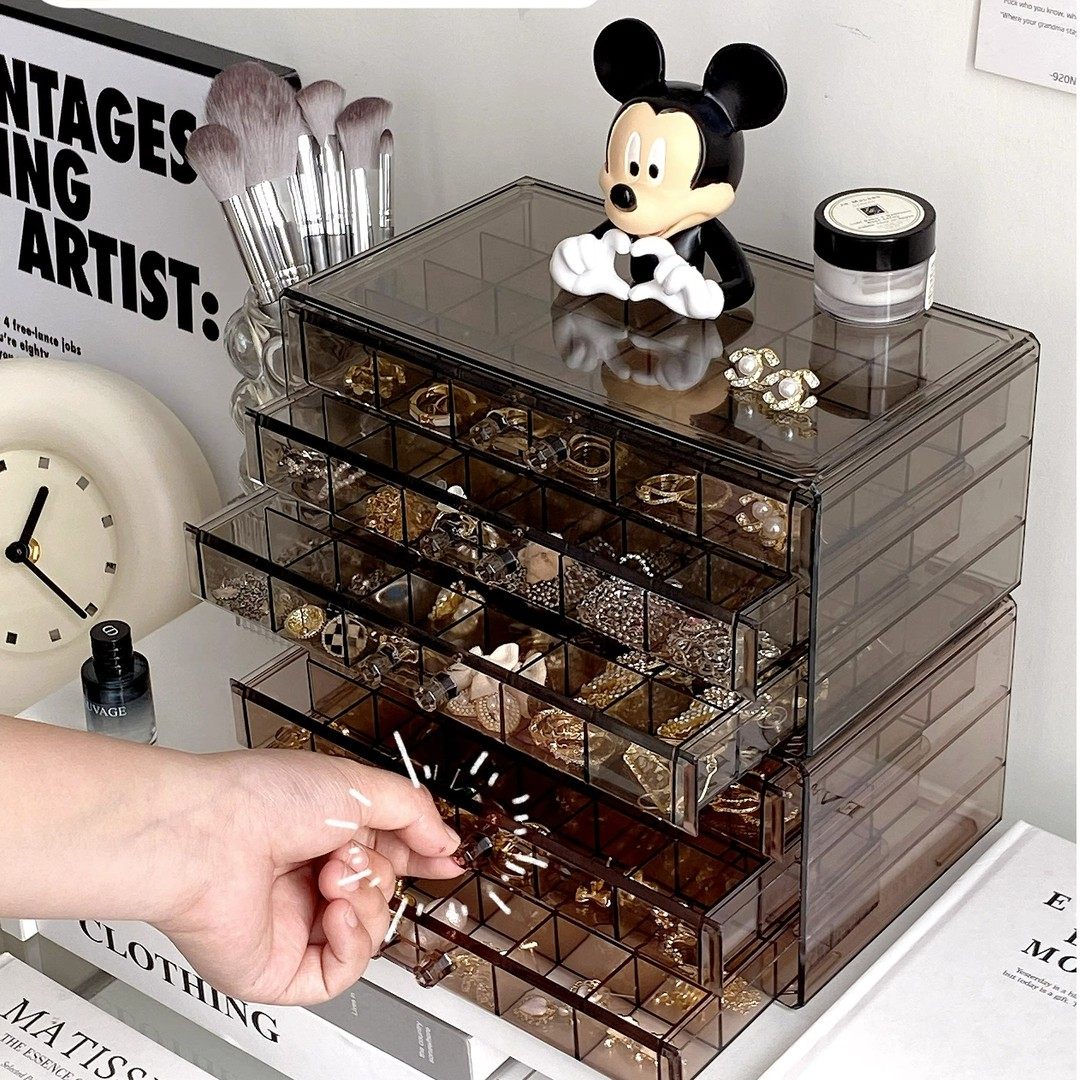 首饰收纳盒饰品耳环项链耳钉耳饰防氧化2023新款抽屉式亚克力盒子,收纳整理,首饰盒,淘宝优惠券,粉丝福利购,淘宝优惠卷