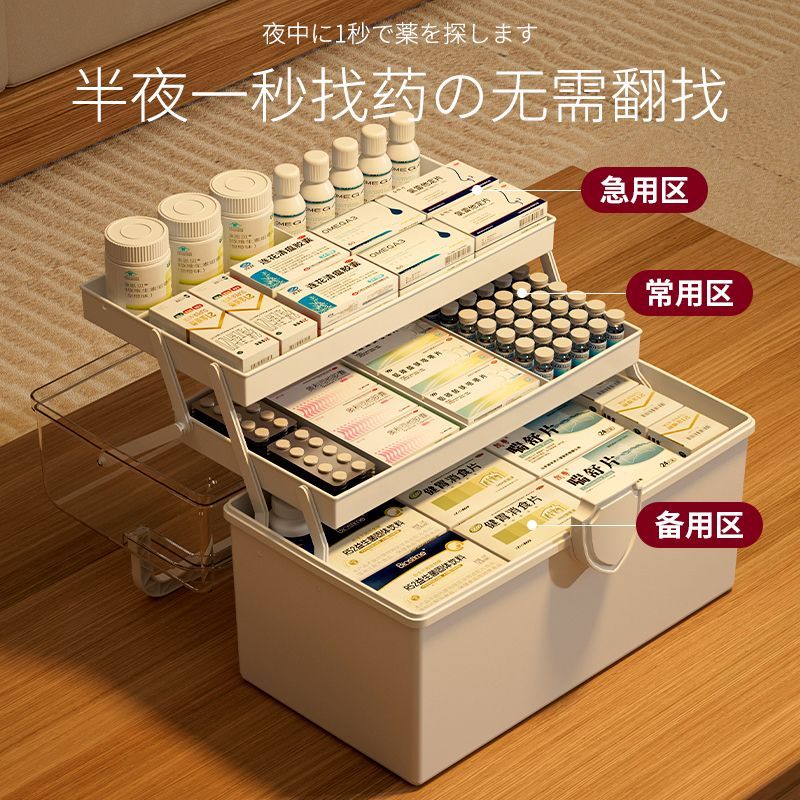 医药箱家庭装家用多层药物药品收纳盒大号容量医疗急救整理箱