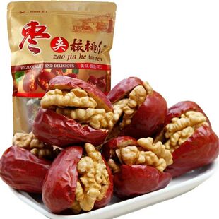 新疆和田大枣夹核桃仁网红枣夹核桃 2袋} 1000g{500克