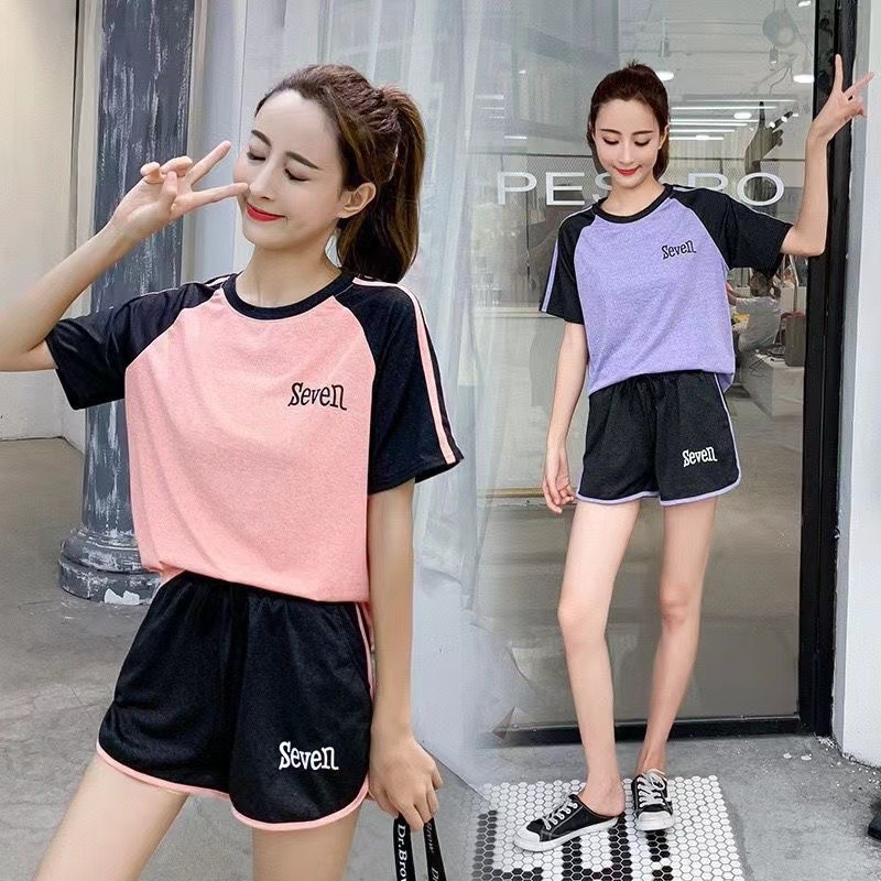 新款运动速干衣女夏季跑步服女休闲运动套装瑜伽服套装短袖短裤女