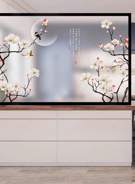 山水画艺术钢化玻璃横款屏风隔断洗手间半墙隔断遮挡定制双面图案