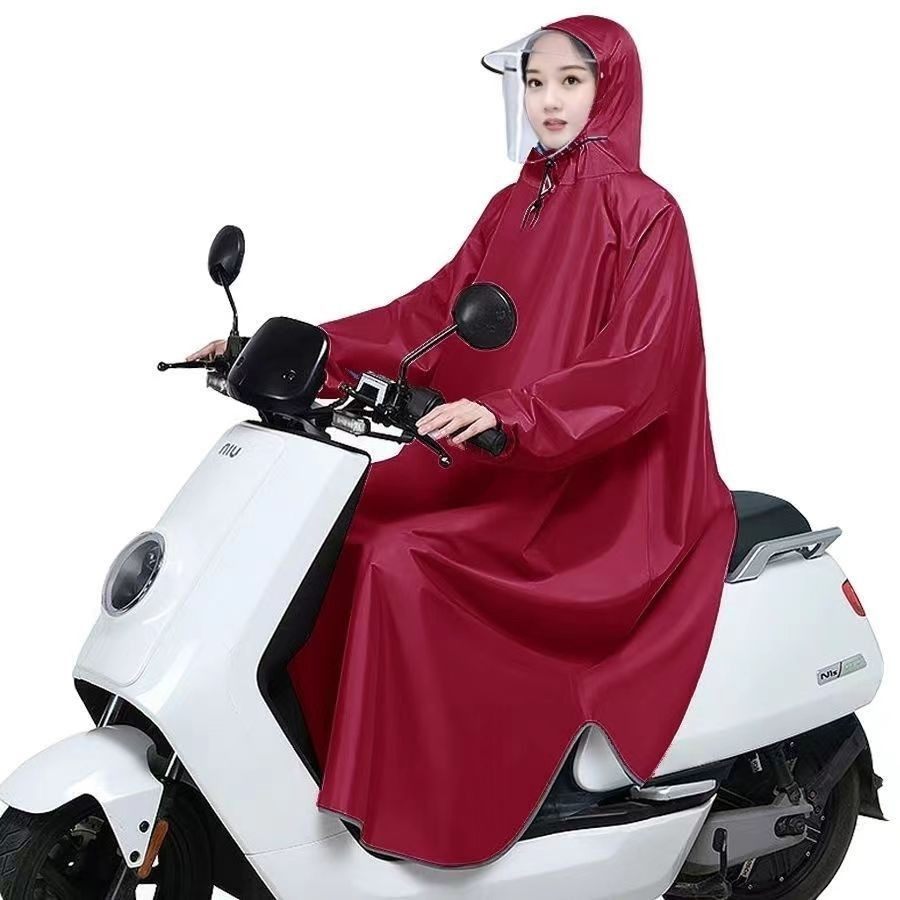 带袖雨衣电动车摩托车雨披单人男女士成人加大加厚双帽檐骑行雨具
