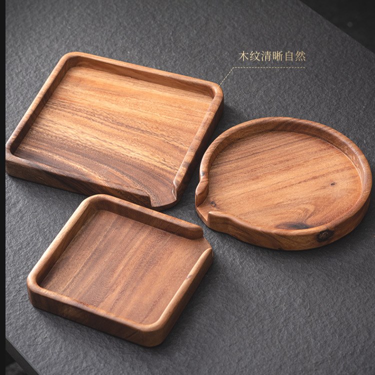 胡桃木分茶盘实木普洱茶茶饼盘茶道配件家用简约撬茶赏茶茶点托盘