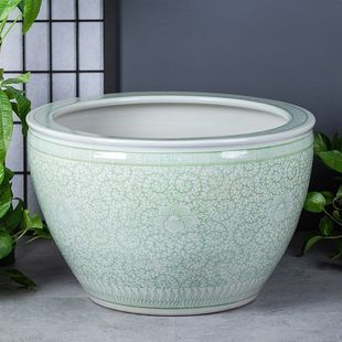 陶瓷鱼缸客厅落地大号摆件鱼缸复古庭院大缸睡莲荷花缸水缸