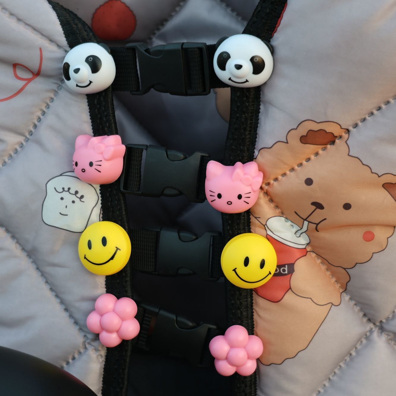 四季通用挡风被可爱卡通款收纳扣电动车挡风被固定卡扣