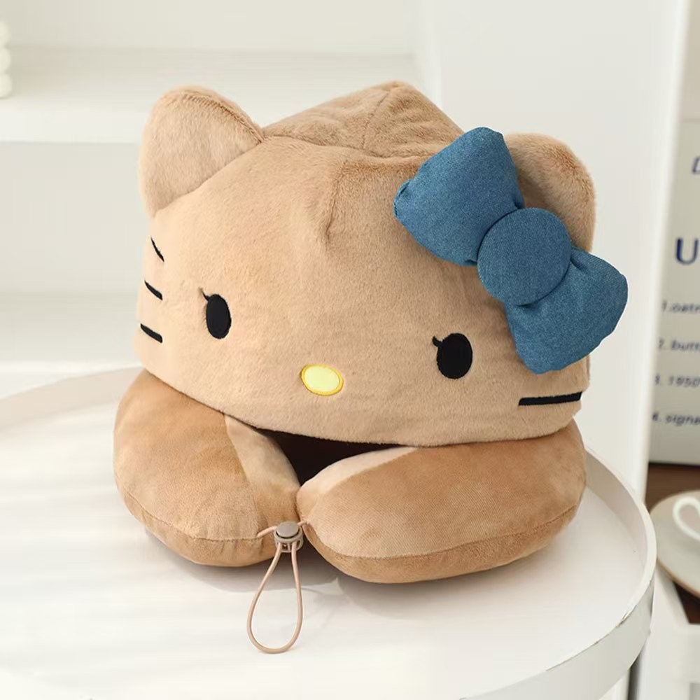 毛绒连帽U枕颈枕卡通午睡护颈办公室家用多功能枕头礼物