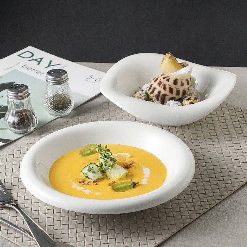 【一亨花瓣碗】欧式盘子陶瓷菜盘餐具花瓣碗西反口深盘网红餐盘