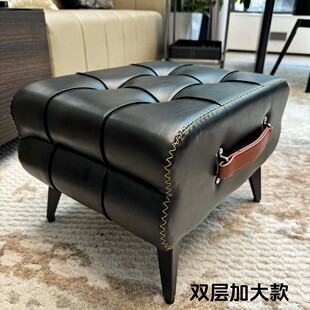 出口品质油蜡皮凳子家用客厅换鞋凳儿童凳高度31面宽43深度33cm