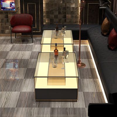 ktv发光茶几酒吧台歌厅包厢酒馆轻奢高级感不锈钢钢化玻璃桌子