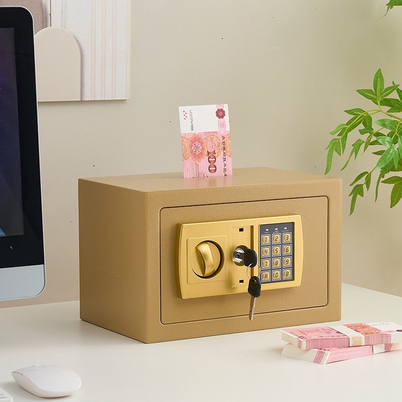 式保管箱家用投币式密码保险箱办公存钱罐收纳防盗入墙入柜