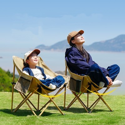【原始人纯色月亮椅】户外折叠椅便携靠背椅钓鱼椅导演椅写生露营