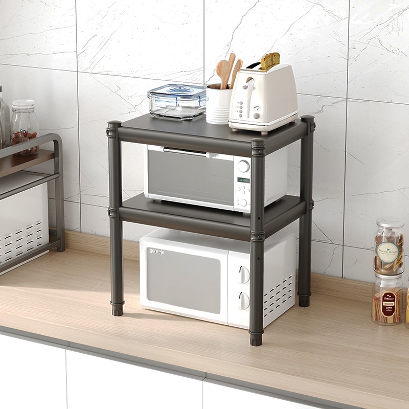 厨房置物架两层台面调料瓶架子微波炉架烤箱架双层收纳锅架碗盘架
