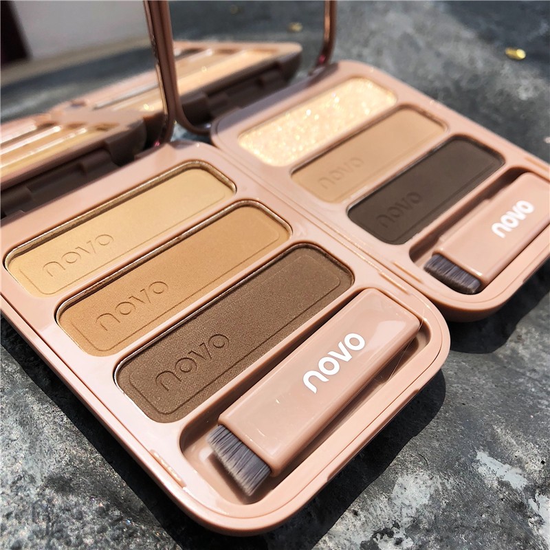 novo三色眉粉防水防汗不易脱妆两用不晕染持久网红眉笔学生党平价