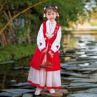明制儿童汉服女童拜年服套装加绒加厚冬款过年服日常古装演出服