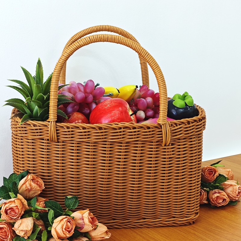 Q71中式菜篮子超市购物篮野餐篮洗澡篮水果篮老式买菜篮子手提篮