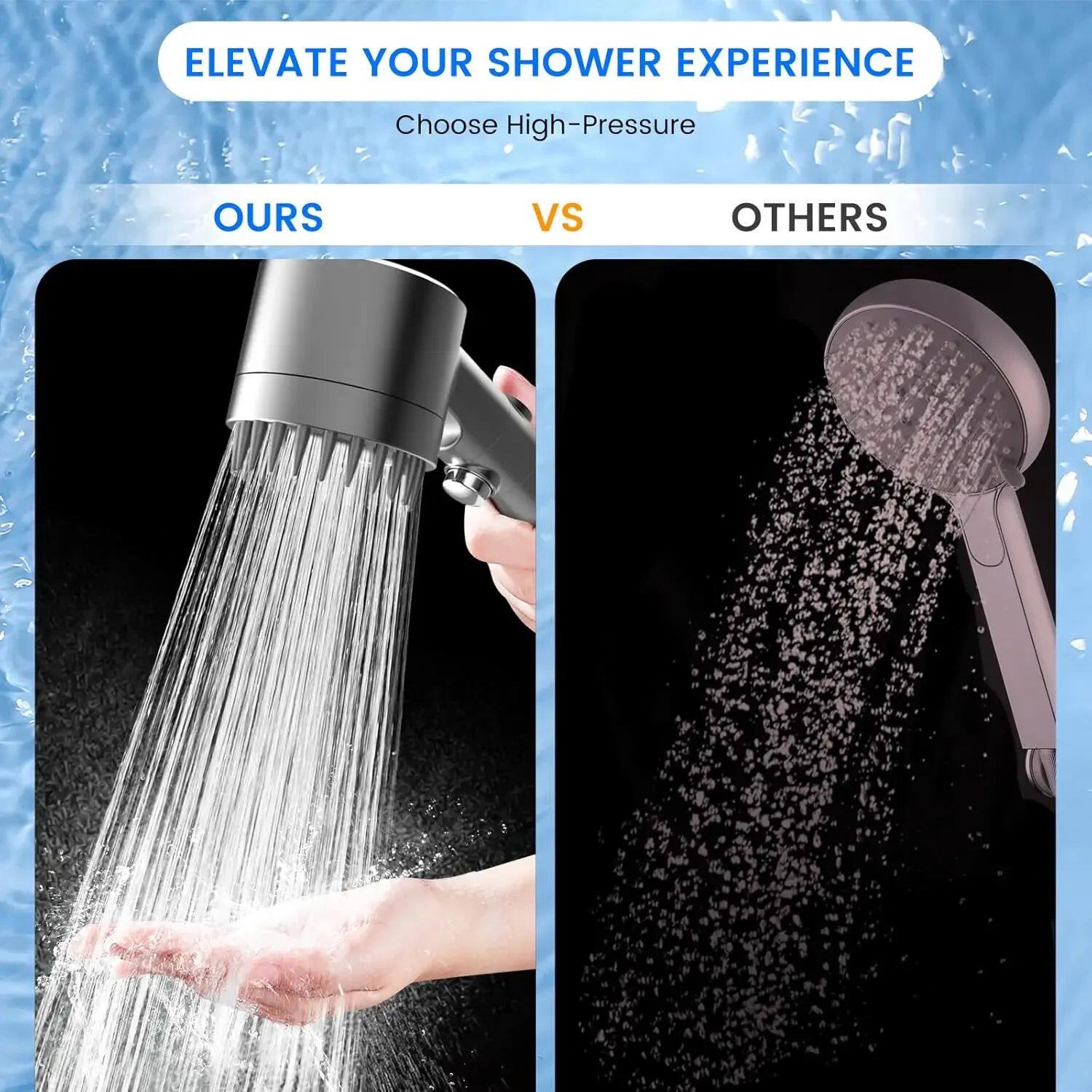 Shower head with handheld filter high pressure water flow a