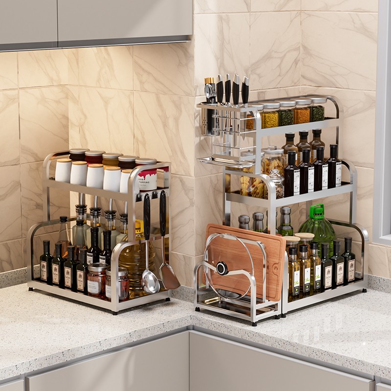 厨伴厨房用调料置物架家用加厚多功能储物架调味罐收纳架油盐酱醋