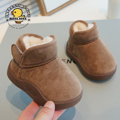 BEUTE DUCK雪地靴加厚冬天宝宝鞋软底魔术贴婴幼儿短靴男女童保暖