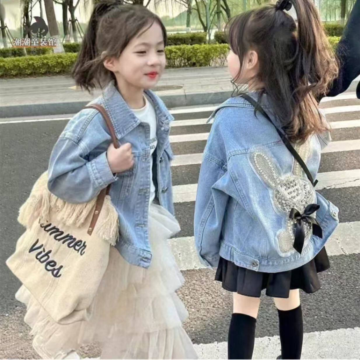 女童牛仔外套春秋新款儿童夹克上衣韩版中大童百搭外衣潮酷公主范
