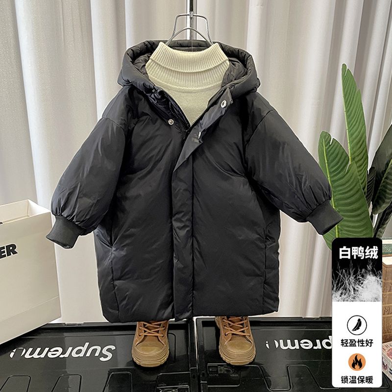 男童羽绒服中长款2024新款儿童冬季韩版鸭绒外套宝宝加厚上衣冬装