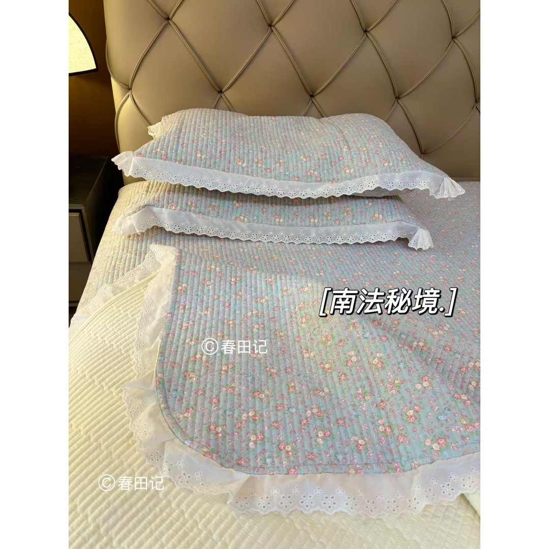 春田记新款针织棉床盖三件套