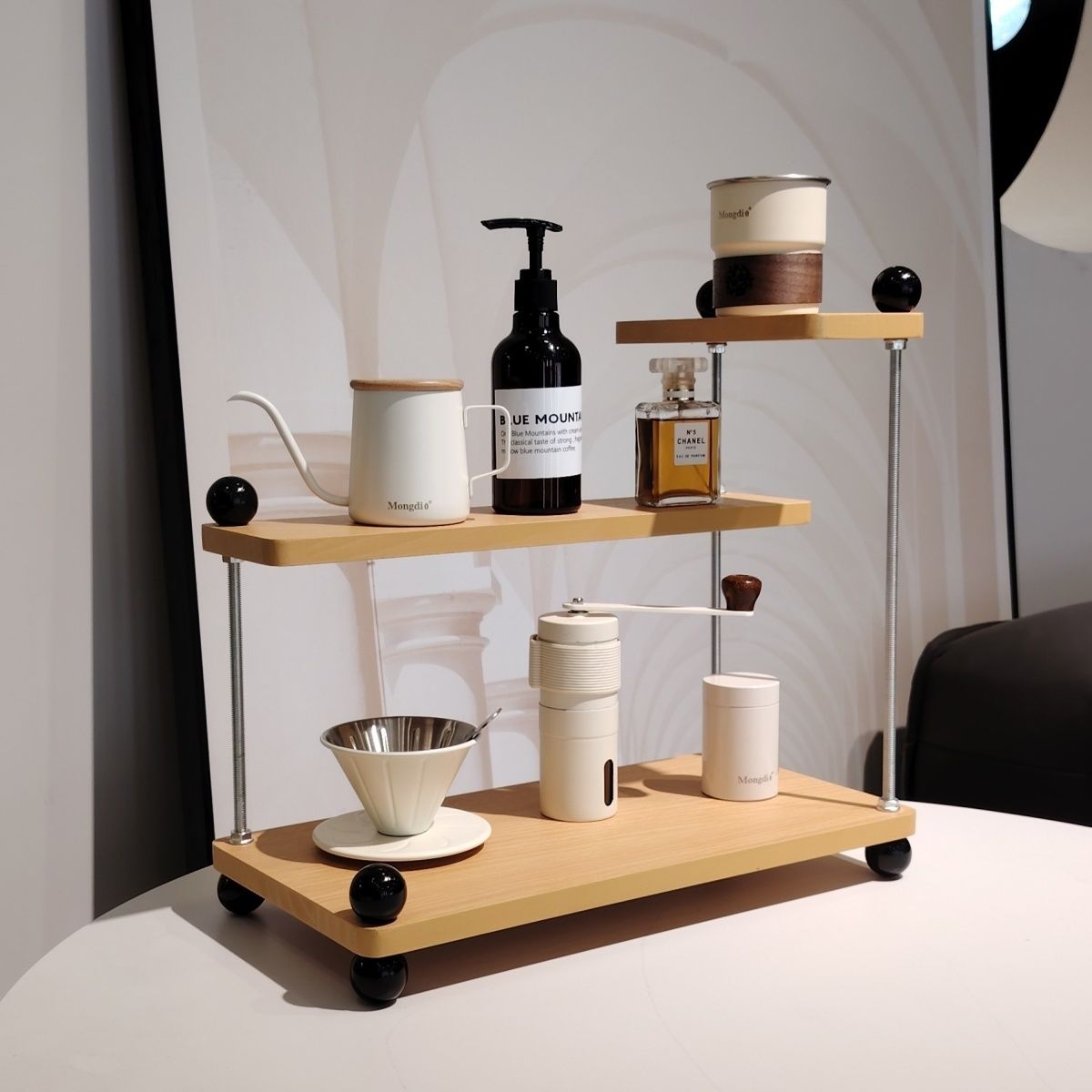 特别好看的杯子架置物架中古风架子厨房架子办公桌隔层架工位桌面