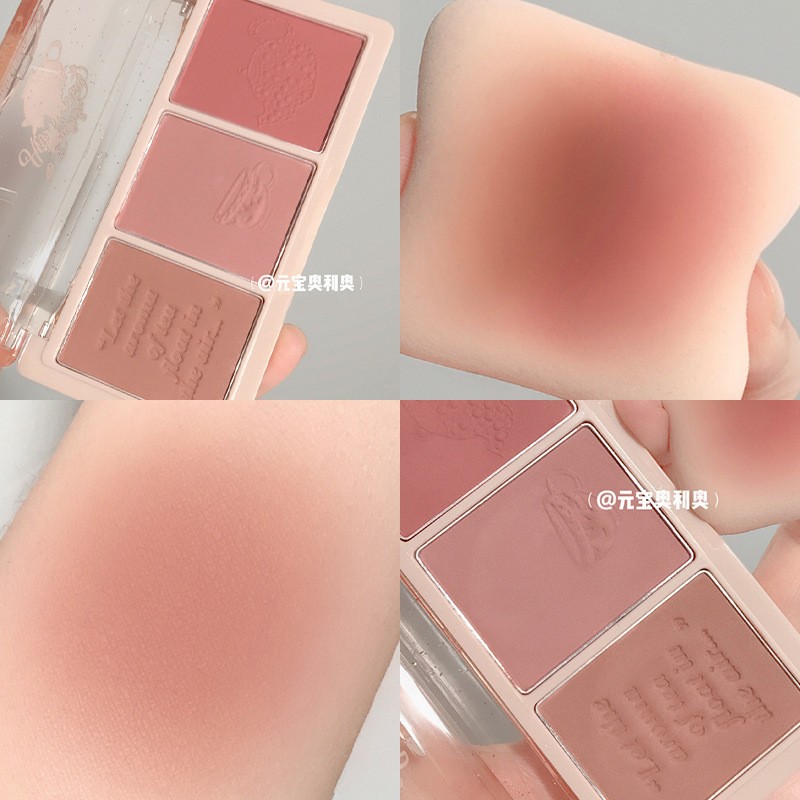 满满日杂风！holdlive三色腮红茶棕玫瑰杏仁奶茶自然裸妆