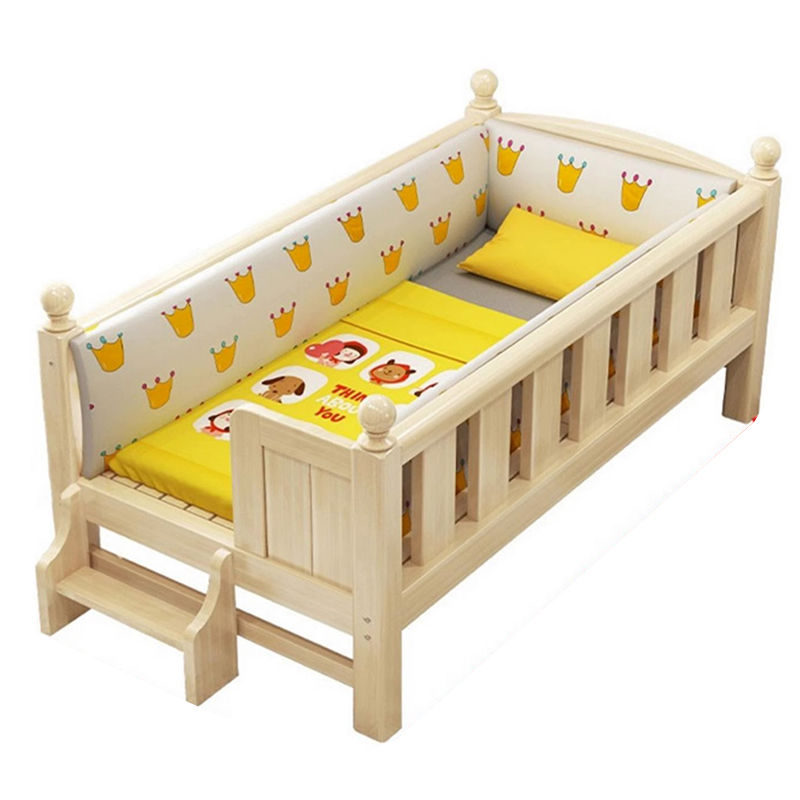 实木婴儿拼接床加宽带护栏男孩女孩单人床边床儿童拼接大床可定制