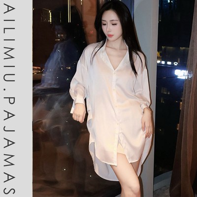 【BF睡裙】秋冬薄款性感高定轻奢睡裙男友风衬衫家居服纯欲宽松大