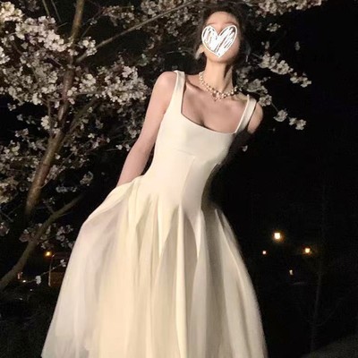 【圆舞曲】吊带连衣裙女网纱蓬蓬仙女高级感长裙吴诗诗穿搭日记