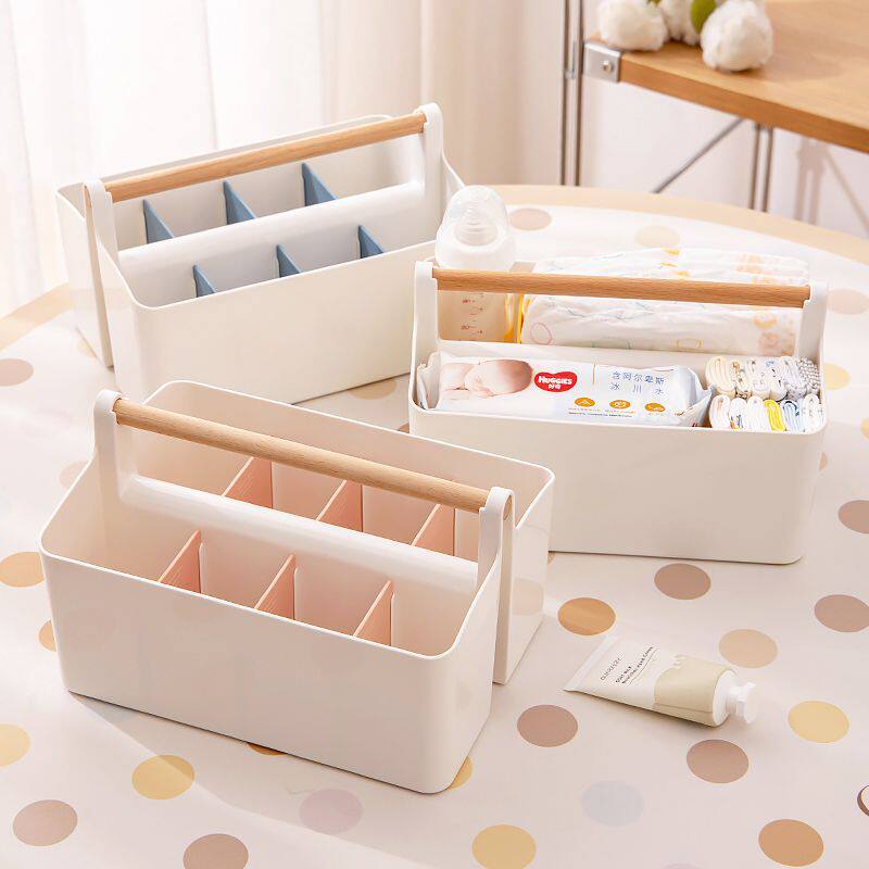新生婴儿用品桌面收纳盒宝宝尿不湿奶瓶护理专用整理架手提置物架