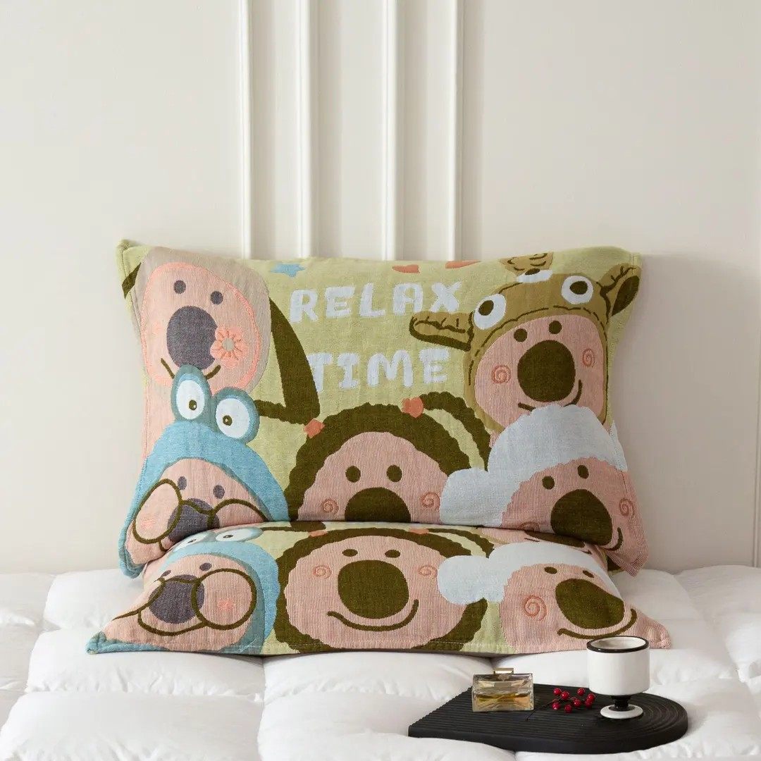 2025新款棉四层纱布枕巾柔软透气吸汗不掉毛卡通可爱枕巾盖巾,床上用品,枕巾,淘宝优惠券,粉丝福利购,淘宝优惠卷