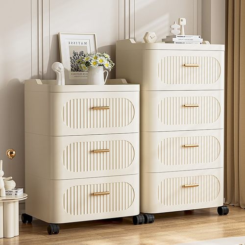 安家日记抽屉式床头柜收纳柜客厅柜子卧室奶油风五斗柜