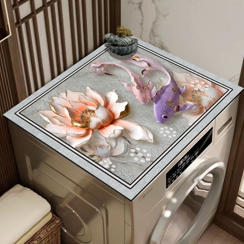 硅藻泥盖垫洗衣机盖布床头柜盖布美观防滑垫防水冰箱防尘罩顶盖布