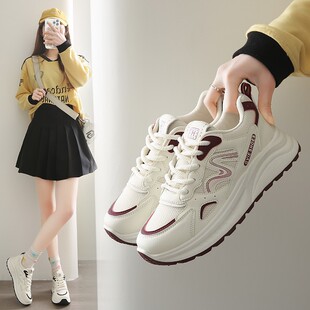 2025春秋新款显脚小老爹鞋休闲透气网面阿甘鞋厚底轻便运动鞋女鞋