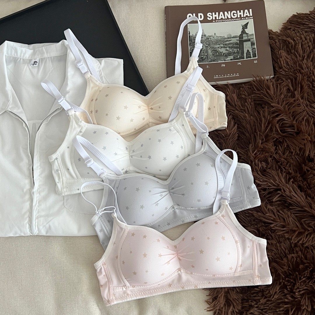 唯亚阁星星雨无钢圈甜美透气内衣女学生舒适文胸罩薄款性感少女