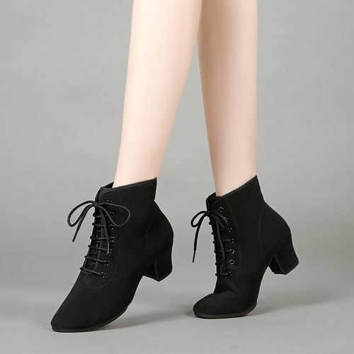 特丝丽她春季透气牛津布广场舞蹈鞋舞蹈靴水兵舞跳舞鞋拉丁舞短靴