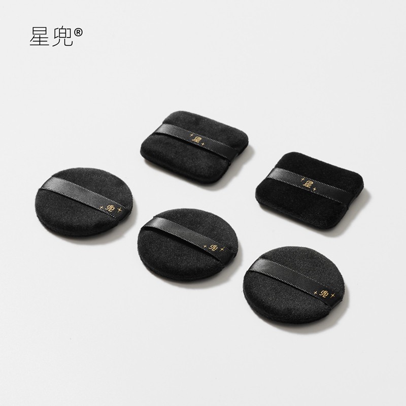 星兜双面植绒粉扑黑化版不掉绒取粉力强NARS CT KIKO替换粉扑5片