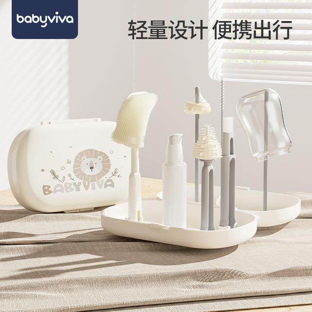 babyviva便携式奶瓶刷新生婴儿专用清洁奶嘴套装硅胶刷子六合一,婴童用品,奶瓶刷/奶嘴刷,淘宝优惠券,粉丝福利购,淘宝优惠卷