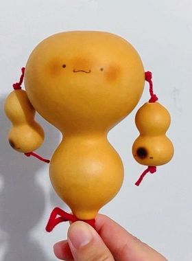 葫芦拨浪鼓diy烙画手把可爱挂件天然钥匙扣手工摆件文玩招财雕