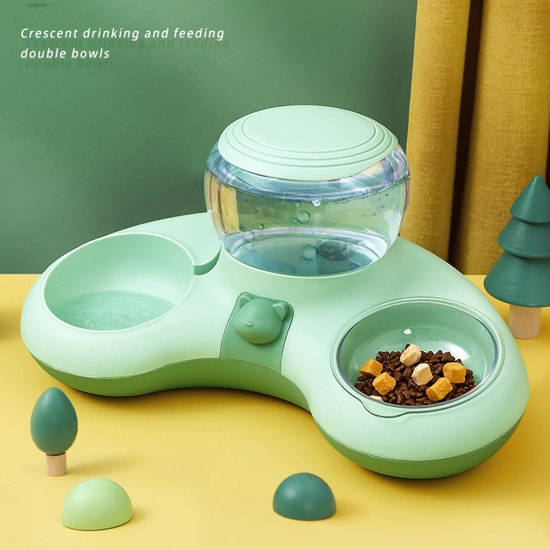 猫碗狗狗碗食盆自动饮水器双碗一体猫咪食碗狗盆猫粮水碗宠物用品