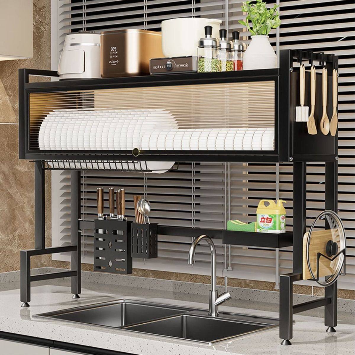 厨房台面水槽洗碗置物架碗碟水池防尘碗柜收纳多功能柜门碗盘沥水,厨房/烹饪用具,水槽置物架,淘宝优惠券,粉丝福利购,淘宝优惠卷