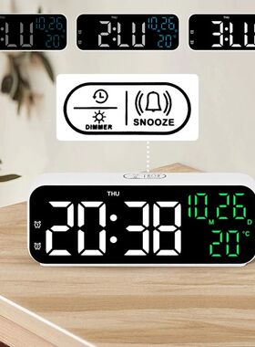 LED Digital Clock Temperature Date Week Display Desktop Cloc