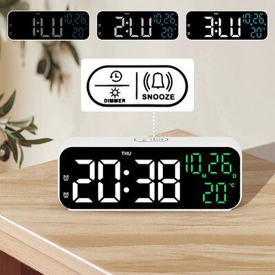LED Digital Clock Temperature Date Week Display Desktop Cloc