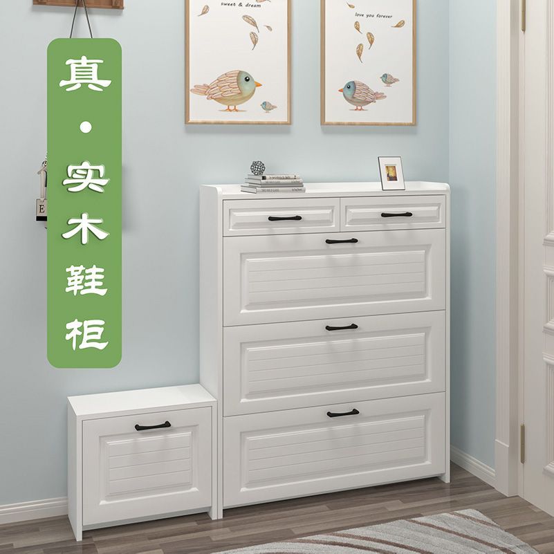 实木翻斗鞋柜超薄家用门口简约现代玄关大容量带抽屉阳台收纳鞋架