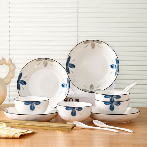 句途格调16件碗盘套装家用米饭碗面碗菜盘子饭盘套装