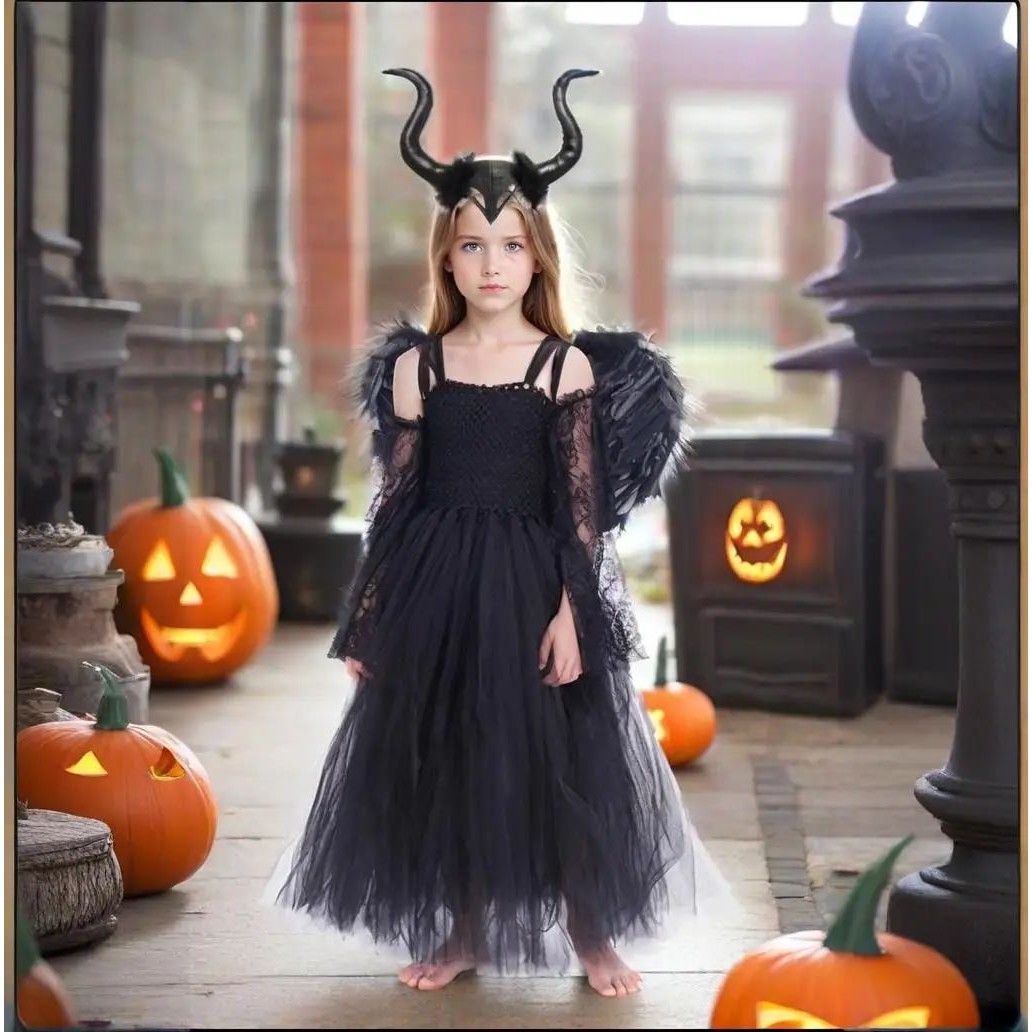 Carnival Costume Maleficent Tutu Girls Cosplay Evil Queen Bl