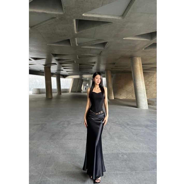 BETTER ME 冷淡风高级感辣妹套装蕾丝拼接缎面半身长裙