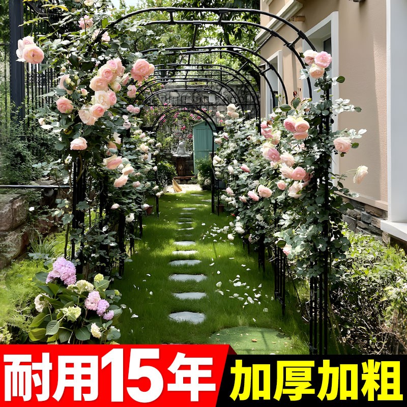 拱门花架爬藤架户外别墅不锈钢庭院花园月季拱形支撑葡萄架支撑杆图片