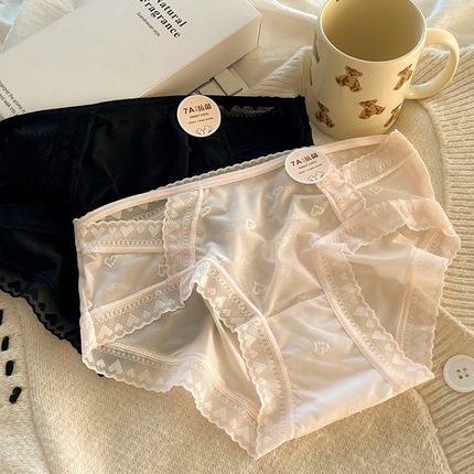 Yingmina/樱蜜娜7A抑菌裆蕾丝无痕中腰女士内裤性感透气冰丝短裤